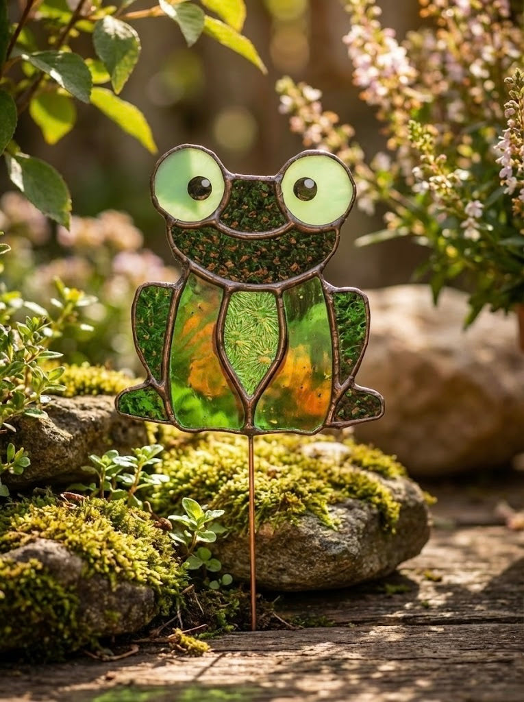 The Little Leaper – Stained Glass Plant Stake